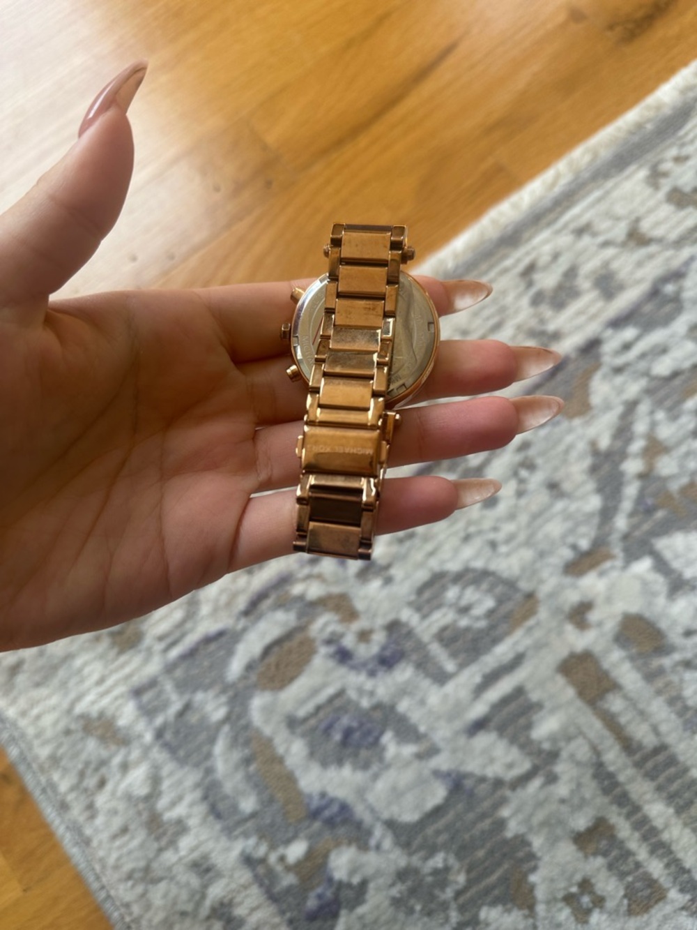 Michael Kors Rose Gold Tone Crystal-Trim Bracelet Watch - Picture 2 of 4